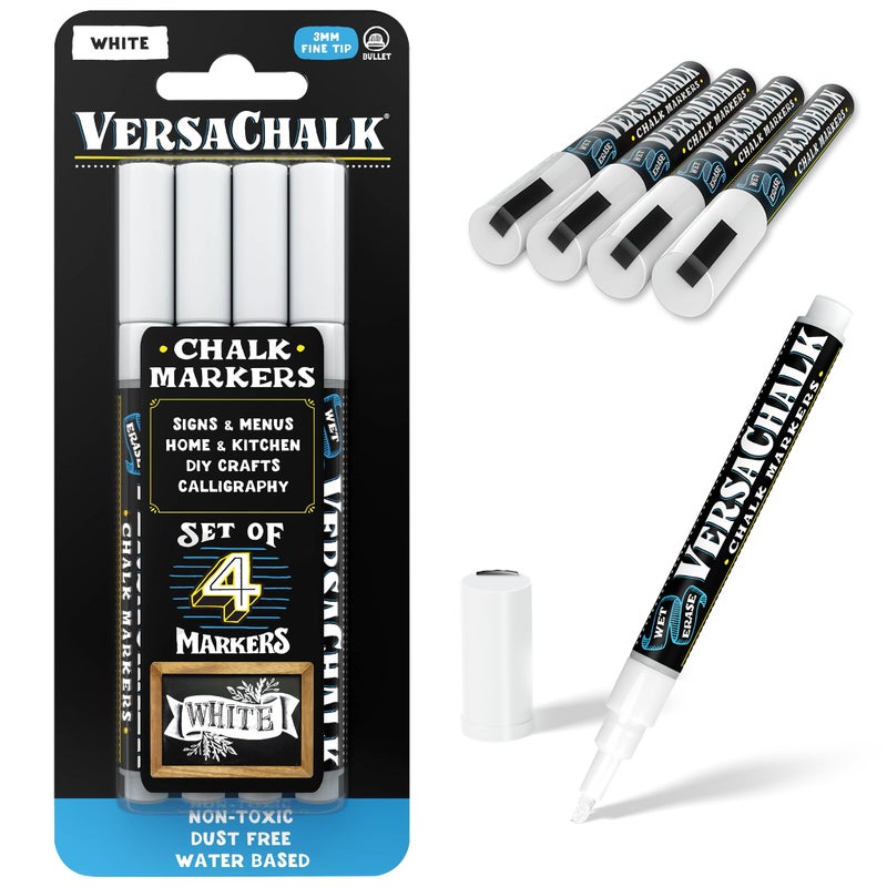 VersaChalk White Liquid Chalk Markers, Set of 4-3mm Tip - Image 1